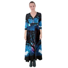 Trees Surreal Universe Silhouette Button Up Maxi Dress by Pakjumat