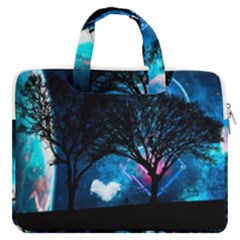 Trees Surreal Universe Silhouette Macbook Pro 16  Double Pocket Laptop Bag  by Pakjumat