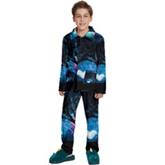 Trees Surreal Universe Silhouette Kids  Long Sleeve Velvet Pajamas Set by Pakjumat