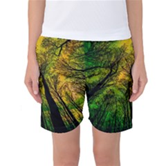 Landscape Night Moon Star Nature Women s Basketball Shorts by Pakjumat