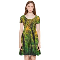 Landscape Night Moon Star Nature Inside Out Cap Sleeve Dress by Pakjumat