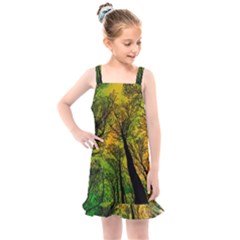 Landscape Night Moon Star Nature Kids  Overall Dress by Pakjumat