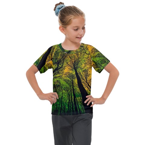 Landscape Night Moon Star Nature Kids  Mesh Piece T-shirt by Pakjumat