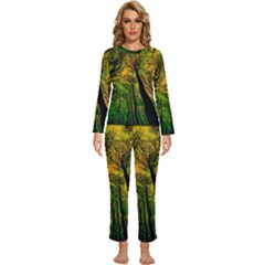 Landscape Night Moon Star Nature Womens  Long Sleeve Lightweight Pajamas Set by Pakjumat