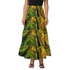 Landscape Night Moon Star Nature Tiered Ruffle Maxi Skirt by Pakjumat