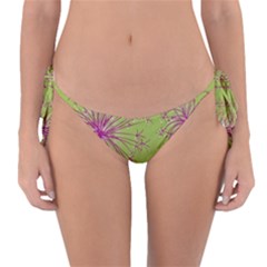 Dandelion Flower Background Nature Flora Drawing Reversible Bikini Bottoms by Pakjumat