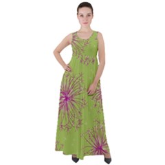 Dandelion Flower Background Nature Flora Drawing Empire Waist Velour Maxi Dress by Pakjumat