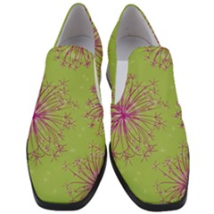 Dandelion Flower Background Nature Flora Drawing Women Slip On Heel Loafers by Pakjumat