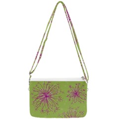 Dandelion Flower Background Nature Flora Drawing Double Gusset Crossbody Bag by Pakjumat