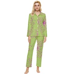 Dandelion Flower Background Nature Flora Drawing Womens  Long Sleeve Velvet Pocket Pajamas Set by Pakjumat