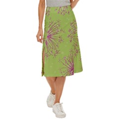 Dandelion Flower Background Nature Flora Drawing Midi Panel Skirt by Pakjumat