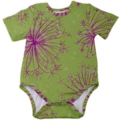 Dandelion Flower Background Nature Flora Drawing Baby Short Sleeve Bodysuit by Pakjumat