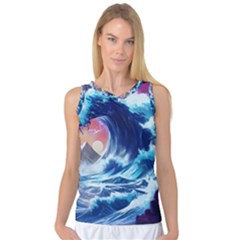 Storm Tsunami Waves Ocean Sea Nautical Nature Women s Basketball Tank Top by Pakjumat