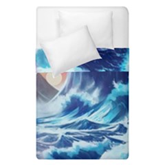 Storm Tsunami Waves Ocean Sea Nautical Nature Duvet Cover Double Side (single Size) by Pakjumat