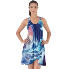 Storm Tsunami Waves Ocean Sea Nautical Nature Show Some Back Chiffon Dress by Pakjumat