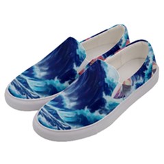 Storm Tsunami Waves Ocean Sea Nautical Nature Men s Canvas Slip Ons by Pakjumat