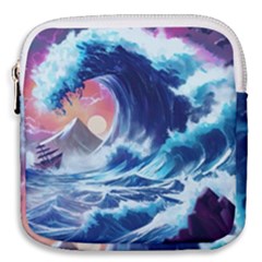 Storm Tsunami Waves Ocean Sea Nautical Nature Mini Square Pouch by Pakjumat