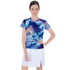 Storm Tsunami Waves Ocean Sea Nautical Nature Women s Sports Top by Pakjumat