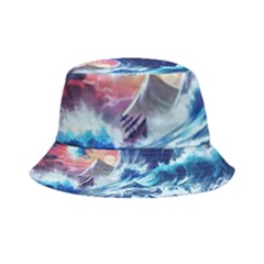 Storm Tsunami Waves Ocean Sea Nautical Nature Inside Out Bucket Hat by Pakjumat