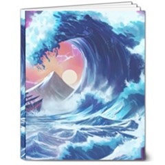 Storm Tsunami Waves Ocean Sea Nautical Nature 8  X 10  Hardcover Notebook by Pakjumat