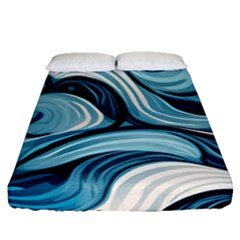 Pattern Ocean Waves Arctic Ocean Blue Nature Sea Fitted Sheet (queen Size) by Pakjumat