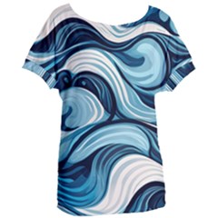 Pattern Ocean Waves Arctic Ocean Blue Nature Sea Women s Oversized T-shirt by Pakjumat