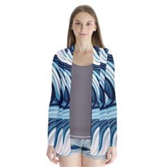 Pattern Ocean Waves Arctic Ocean Blue Nature Sea Drape Collar Cardigan by Pakjumat