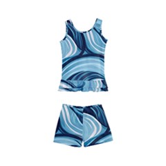 Pattern Ocean Waves Arctic Ocean Blue Nature Sea Kids  Boyleg Swimsuit by Pakjumat