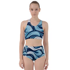 Pattern Ocean Waves Arctic Ocean Blue Nature Sea Racer Back Bikini Set by Pakjumat