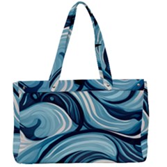 Pattern Ocean Waves Arctic Ocean Blue Nature Sea Canvas Work Bag by Pakjumat