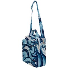 Pattern Ocean Waves Arctic Ocean Blue Nature Sea Crossbody Day Bag by Pakjumat