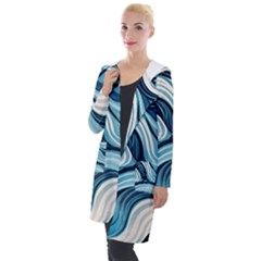 Pattern Ocean Waves Arctic Ocean Blue Nature Sea Hooded Pocket Cardigan by Pakjumat