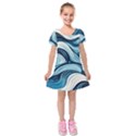 Pattern Ocean Waves Arctic Ocean Blue Nature Sea Kids  Short Sleeve Velvet Dress View1