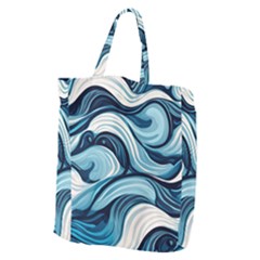 Pattern Ocean Waves Arctic Ocean Blue Nature Sea Giant Grocery Tote by Pakjumat