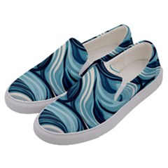 Pattern Ocean Waves Arctic Ocean Blue Nature Sea Men s Canvas Slip Ons by Pakjumat