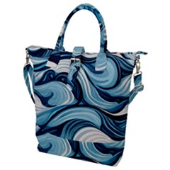 Pattern Ocean Waves Arctic Ocean Blue Nature Sea Buckle Top Tote Bag by Pakjumat