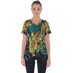 Abstract Landscape Nature Floral Animals Portrait Cut Out Side Drop T-shirt by Pakjumat