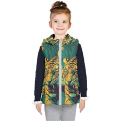 Abstract Landscape Nature Floral Animals Portrait Kids  Hooded Puffer Vest by Pakjumat