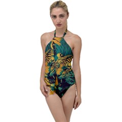 Abstract Landscape Nature Floral Animals Portrait Go With The Flow One Piece Swimsuit by Pakjumat