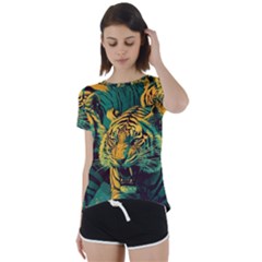 Abstract Landscape Nature Floral Animals Portrait Short Sleeve Open Back T-shirt by Pakjumat