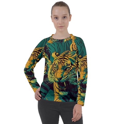 Abstract Landscape Nature Floral Animals Portrait Women s Long Sleeve Raglan T-shirt by Pakjumat