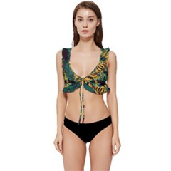 Abstract Landscape Nature Floral Animals Portrait Low Cut Ruffle Edge Bikini Top by Pakjumat