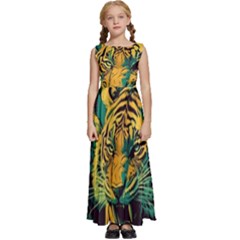 Abstract Landscape Nature Floral Animals Portrait Kids  Satin Sleeveless Maxi Dress by Pakjumat