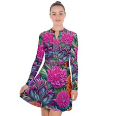 Flowers Nature Spring Blossom Flora Petals Art Long Sleeve Panel Dress