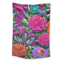 Flowers Nature Spring Blossom Flora Petals Art Large Tapestry by Pakjumat