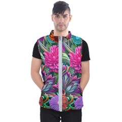 Flowers Nature Spring Blossom Flora Petals Art Men s Puffer Vest by Pakjumat