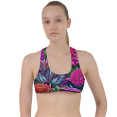 Flowers Nature Spring Blossom Flora Petals Art Criss Cross Racerback Sports Bra by Pakjumat