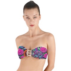 Flowers Nature Spring Blossom Flora Petals Art Twist Bandeau Bikini Top by Pakjumat