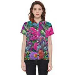 Flowers Nature Spring Blossom Flora Petals Art Short Sleeve Pocket Shirt by Pakjumat