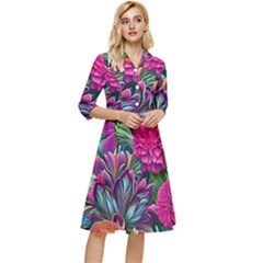 Flowers Nature Spring Blossom Flora Petals Art Classy Knee Length Dress by Pakjumat